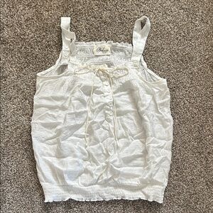 Bohme Boutique White Button-Front Smocked Tie-Detail Camisole